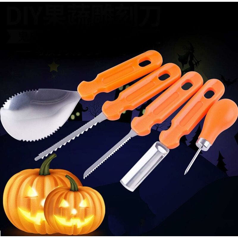 5 pcs Halloween Pumpkin Carving Tools Set Premium Quality Reusable Heavy Duty Stainless Steel Pumpkin Carving V1188-MS-227-2645
