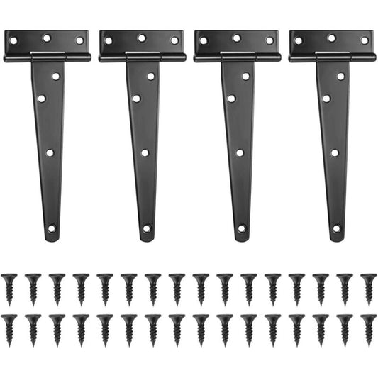 4 Pack Hinges, Black Barn Door Hinges, Door Hinges, Stainless Steel Flat Hinge For Gates, Closet - 6 Inch V1188-MS-227-2646