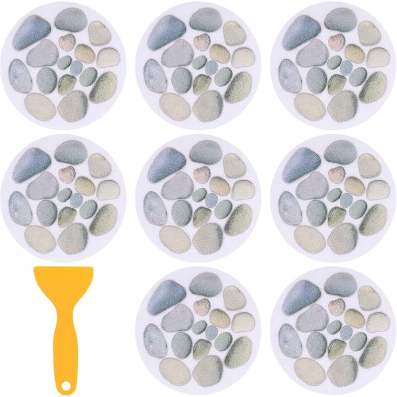 8 pcs ROund Bathtub Stickers, Diameter 15Cm, Bath Stone Pattern, Bathroom Background, Sticker With Scraper, V1188-MS-227-2647