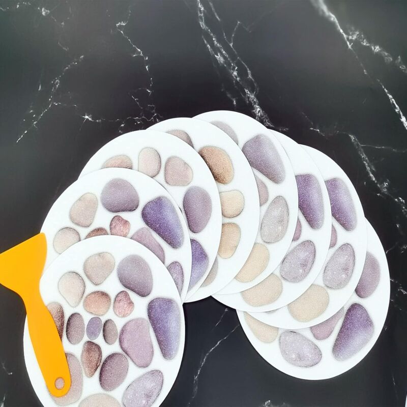 8 pcs ROund Bathtub Stickers, Diameter 15Cm, Bath Stone Pattern, Bathroom Background, Sticker With Scraper, V1188-MS-227-2647