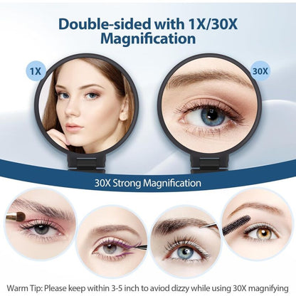 30X Magnifying Mirror, Hand Mirror With Handle, Double Sided Mirror With 30X/1X Magnification, Essential V1188-MS-227-2649