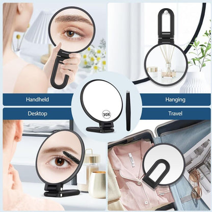 30X Magnifying Mirror, Hand Mirror With Handle, Double Sided Mirror With 30X/1X Magnification, Essential V1188-MS-227-2649
