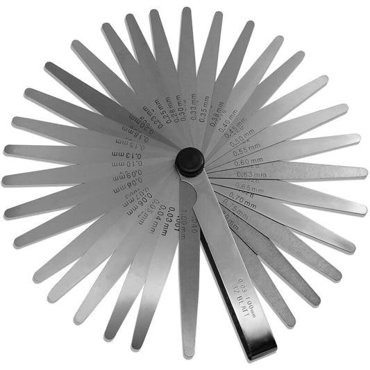 32 Blades Steel Feeler Gauge - Dual Marked Metric And Imperial Measuring Tool For Measuring Gap Width Or V1188-MS-227-2659