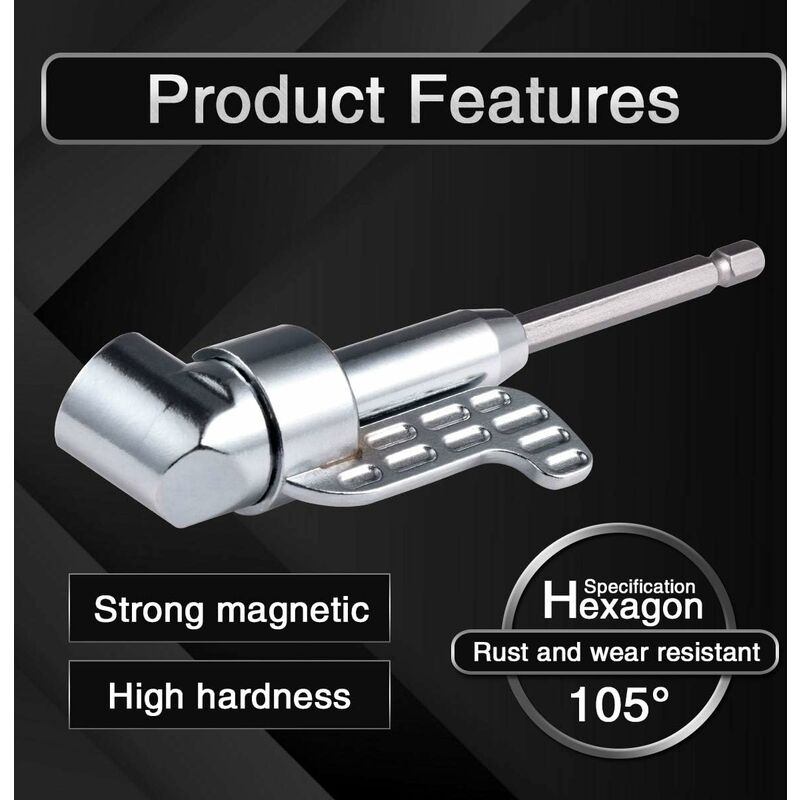 105 Degree Right Angle Drill Bit Extension Socket For Narrow Corner With Strong Magnet, Hex Head Screwdriver V1188-MS-227-2661