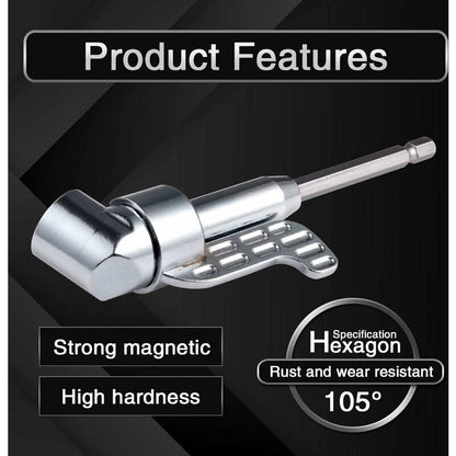 105 Degree Right Angle Drill Bit Extension Socket For Narrow Corner With Strong Magnet, Hex Head Screwdriver V1188-MS-227-2661