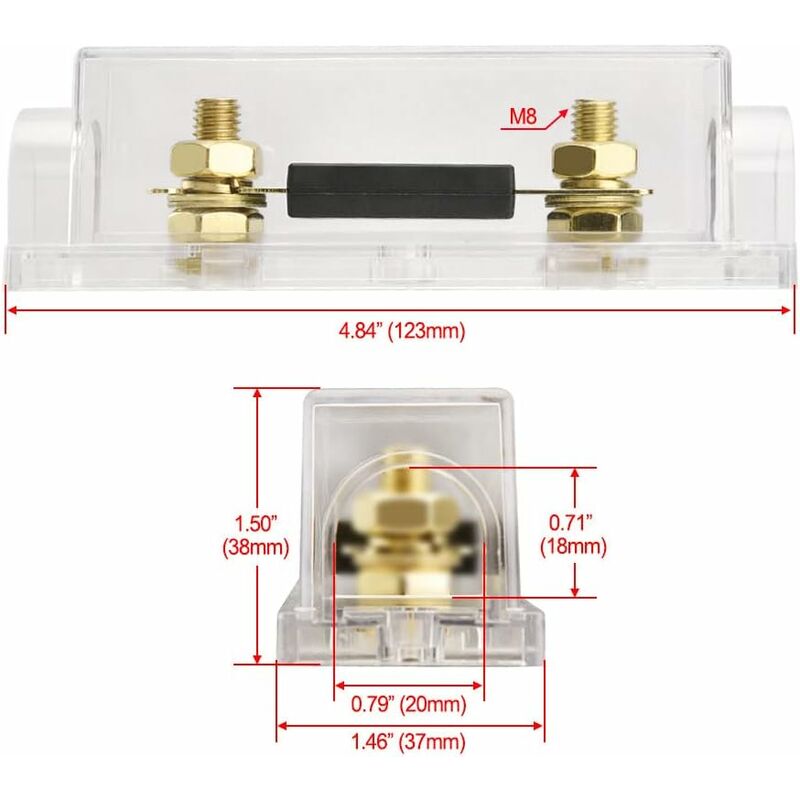 Car Fuse Holder - Audio, Video, Stereo Anl - Gauge 0 2 4 - Input And Output With 250A Anl Fuse V1188-MS-227-2664