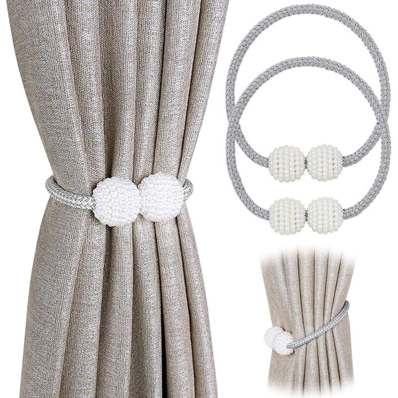 2 Pack Magnetic Curtain Tiebacks For Small, Thin, Or Sheer Curtains Grey Curtain Tieback V1188-MS-227-2665