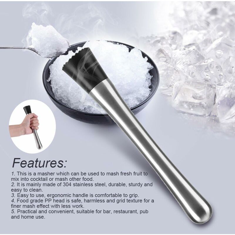 Pc Cocktail Muddler Stainless Steel Bar Stick Mojito Muddler Fruit Mixer Ideal Bartender Tool Barware V1188-MS-227-2666