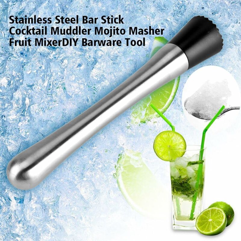 Pc Cocktail Muddler Stainless Steel Bar Stick Mojito Muddler Fruit Mixer Ideal Bartender Tool Barware V1188-MS-227-2666
