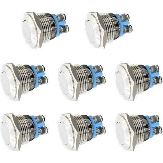 Momentary Metal Push Button Switch 12V 8 pcs 16Mm For Marine Waterproof Car Rv Truck Boat V1188-MS-227-2673