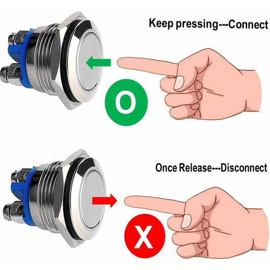 Momentary Metal Push Button Switch 12V 8 pcs 16Mm For Marine Waterproof Car Rv Truck Boat V1188-MS-227-2673