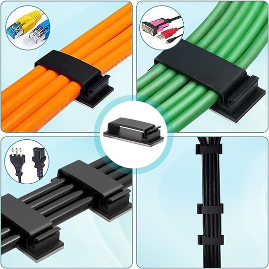 10 pcs Self-Adhesive Cable Management Holder Durable Clips For Tv Pc Laptop Ethernet Cable Home Office (Black) V1188-MS-227-2676