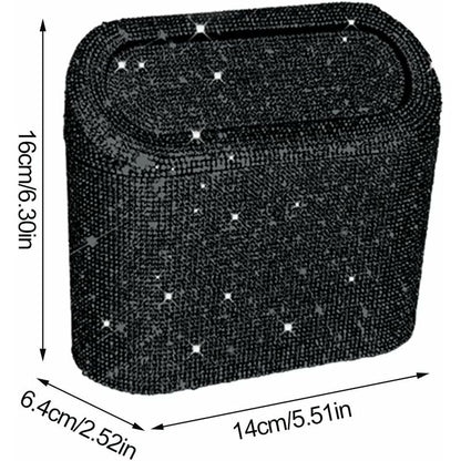 Car-Mounted Diamond-Encrusted Trash Can, Car Storage Bucket, Hanging Car Storage Bag, Creative V1188-MS-227-2682