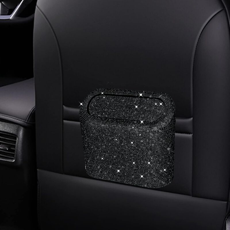 Car-Mounted Diamond-Encrusted Trash Can, Car Storage Bucket, Hanging Car Storage Bag, Creative V1188-MS-227-2682