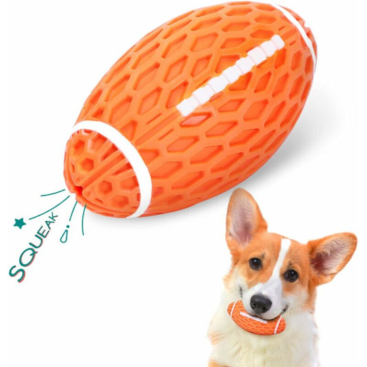 Dog Toy Ball, Squeaky Dog Ball, Indestructible Natural Rubber Rugby Dog Ball, Dog Chew Ball, Dog Toy With V1188-MS-227-2688