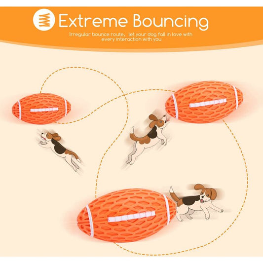 Dog Toy Ball, Squeaky Dog Ball, Indestructible Natural Rubber Rugby Dog Ball, Dog Chew Ball, Dog Toy With V1188-MS-227-2688