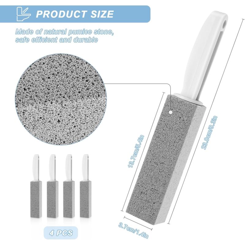 4 Pieces Cleaning Stone With Handle Cleaner, Pumice Stone Cleaning Brush, For Toilet, Kitchen, Bathroom, Pool V1188-MS-227-2690