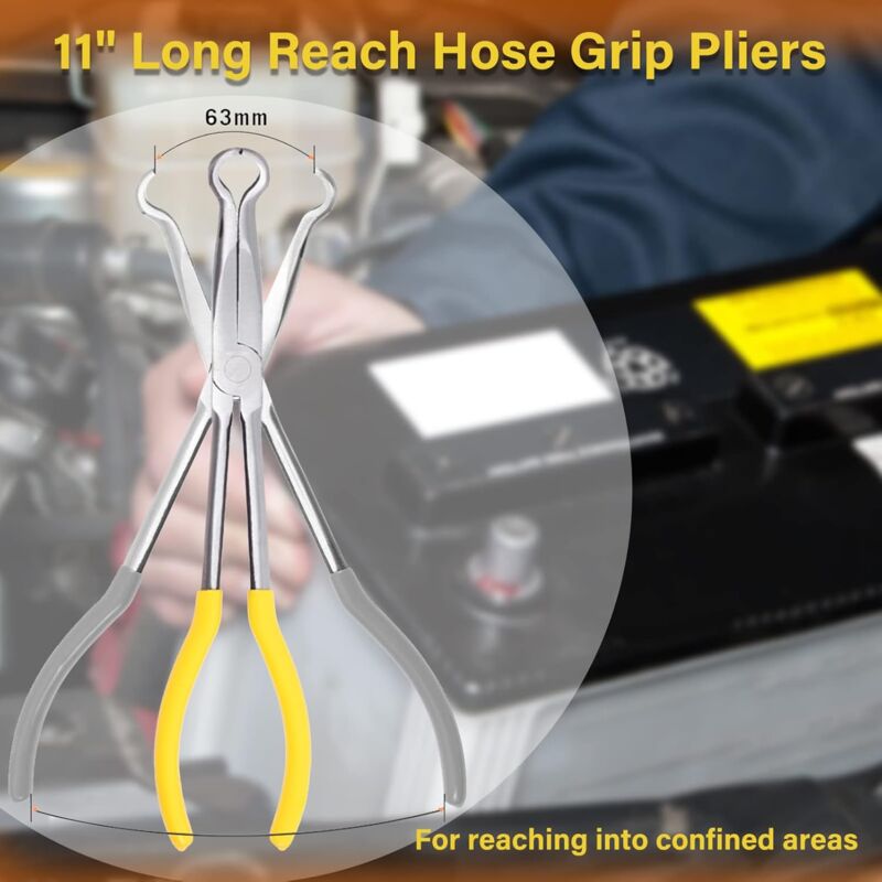 Long Reach Pipe Grip Pliers 11 Inch Ring Nose Pliers 3/5 Inch Diameter Pipe Pliers Offset Spark Plug Boot V1188-MS-227-2692