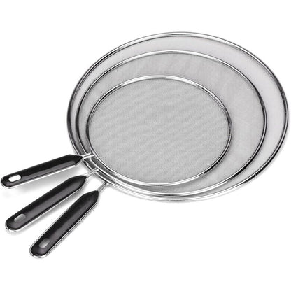 3 Pieces Splash Guard Stainless Steel Splash Cover With Handle Kitchen Splash Guard 25Cm 29Cm 33Cm V1188-MS-227-2693