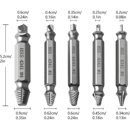 5 pcs Professional Screw Extractor Set, DAmaged Screw Extractor, High Speed Steel, For Defective Screws, V1188-MS-227-2699