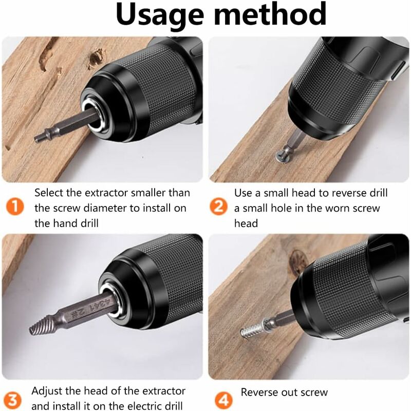 5 pcs Professional Screw Extractor Set, DAmaged Screw Extractor, High Speed Steel, For Defective Screws, V1188-MS-227-2699