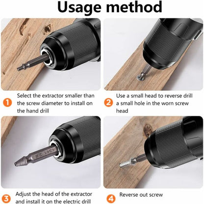5 pcs Professional Screw Extractor Set, DAmaged Screw Extractor, High Speed Steel, For Defective Screws, V1188-MS-227-2699
