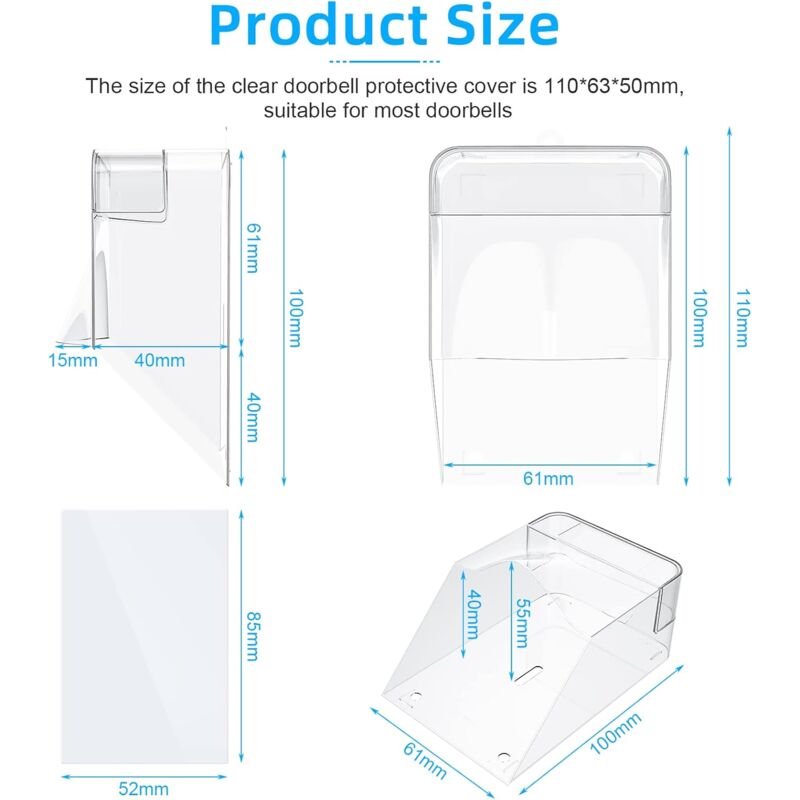 Transparent Protective Cover For Outdoor Doorbell, Waterproof, Wireless, Wall Mount - 11 X 6 X 5 Cm V1188-MS-227-2701