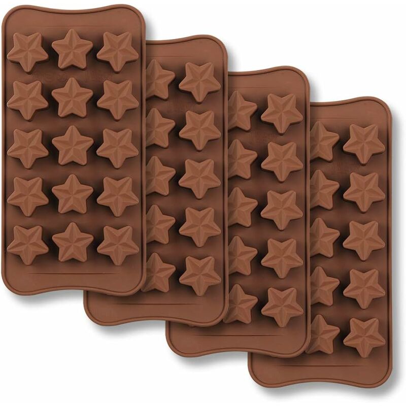 15 Cavity Star Shape Chocolate Mold, Non-Stick Food Grade Silicone Mold Set For Candy Jelly, Ice Cube V1188-MS-227-2704