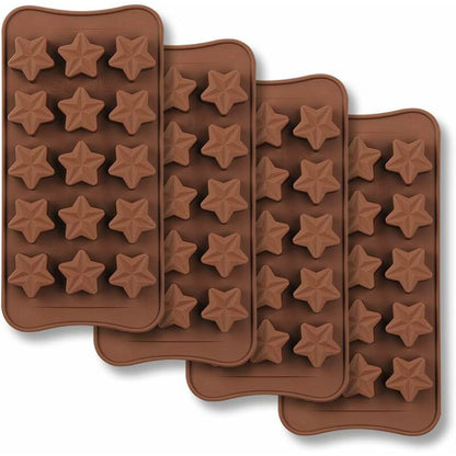 15 Cavity Star Shape Chocolate Mold, Non-Stick Food Grade Silicone Mold Set For Candy Jelly, Ice Cube V1188-MS-227-2704