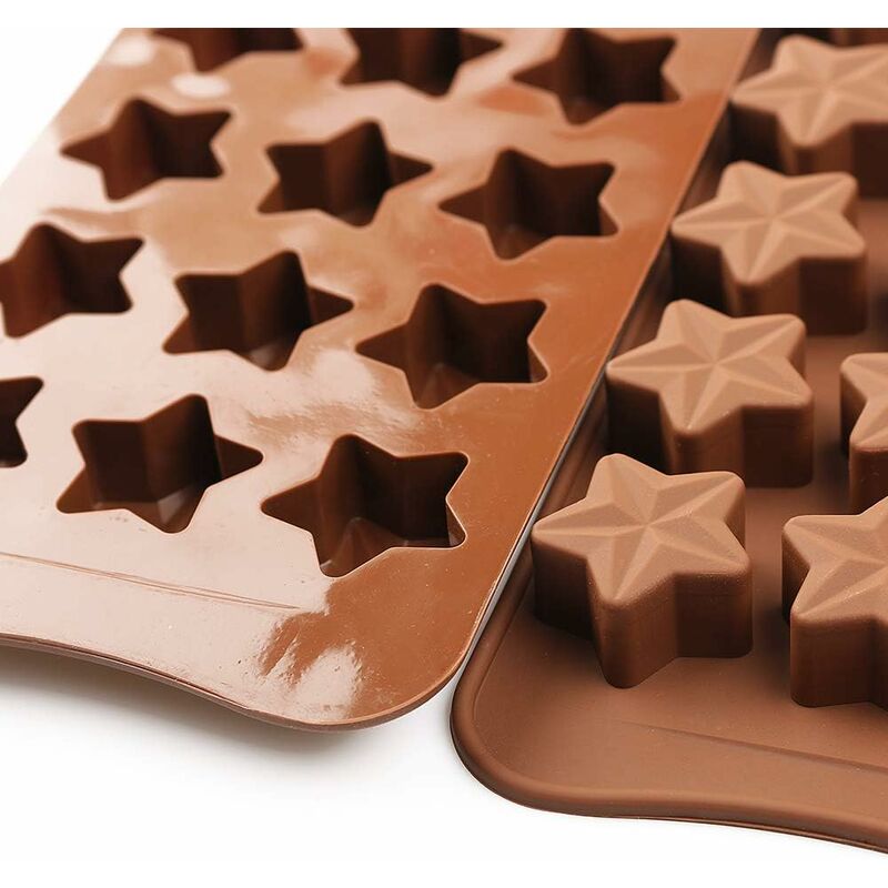 15 Cavity Star Shape Chocolate Mold, Non-Stick Food Grade Silicone Mold Set For Candy Jelly, Ice Cube V1188-MS-227-2704