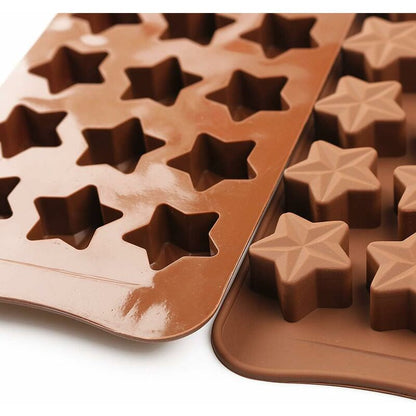 15 Cavity Star Shape Chocolate Mold, Non-Stick Food Grade Silicone Mold Set For Candy Jelly, Ice Cube V1188-MS-227-2704