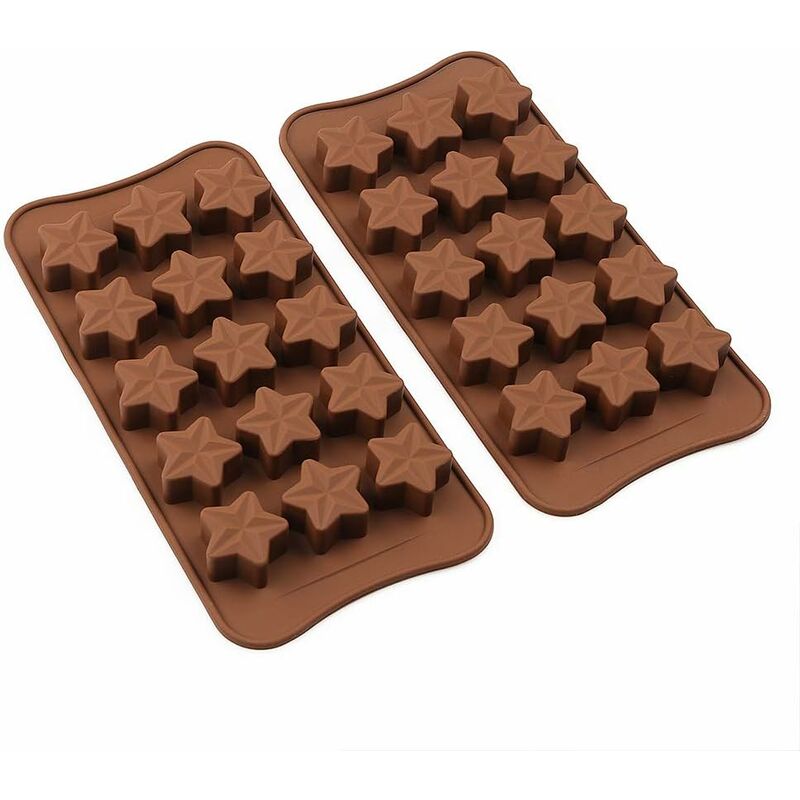15 Cavity Star Shape Chocolate Mold, Non-Stick Food Grade Silicone Mold Set For Candy Jelly, Ice Cube V1188-MS-227-2704