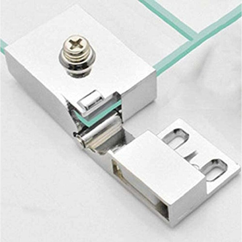 Pair / Frameless Glass Door Hinge Wine Cabinet Showcase Glass Door Hinge Side Mounted Embedded (Silver) V1188-MS-227-2705