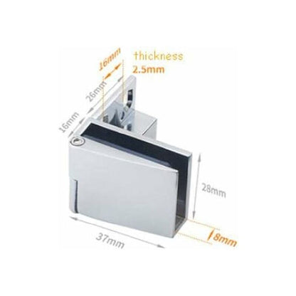 Pair / Frameless Glass Door Hinge Wine Cabinet Showcase Glass Door Hinge Side Mounted Embedded (Silver) V1188-MS-227-2705
