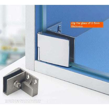 Pair / Frameless Glass Door Hinge Wine Cabinet Showcase Glass Door Hinge Side Mounted Embedded (Silver) V1188-MS-227-2705