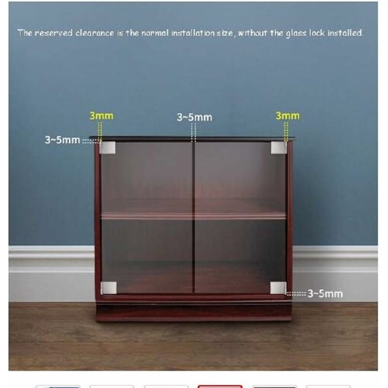 Pair / Frameless Glass Door Hinge Wine Cabinet Showcase Glass Door Hinge Side Mounted Embedded (Silver) V1188-MS-227-2705