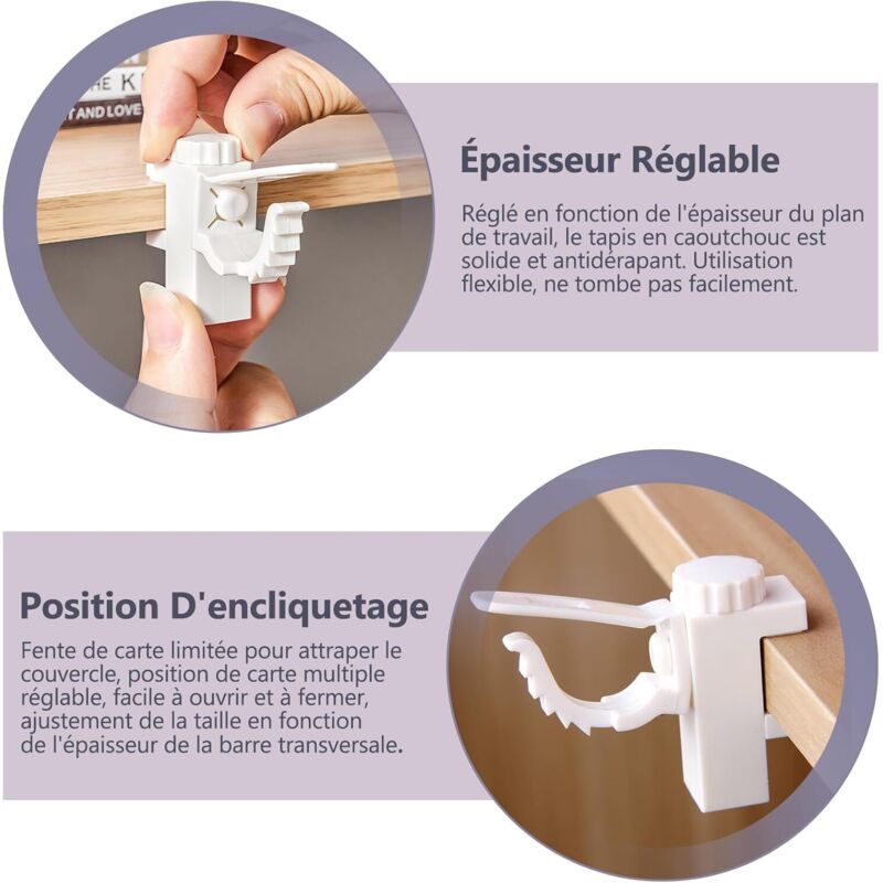 4 pcs Curtain Holder Clip Bracket, Adjustable Crossbar Curtain ROd Towel Storage Hook V1188-MS-227-2706