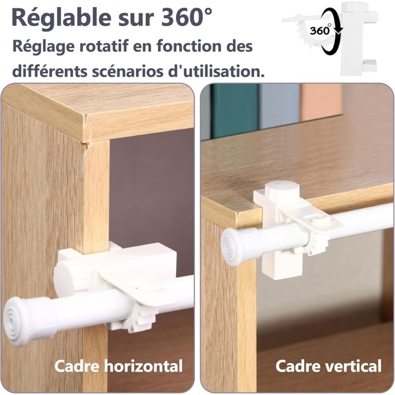 4 pcs Curtain Holder Clip Bracket, Adjustable Crossbar Curtain ROd Towel Storage Hook V1188-MS-227-2706