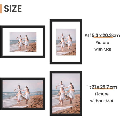 3 pcs Set Photo Frames 21X29.7Cm, A4 Black Frame, Can Be Placed Or Hung On The Wall High Quality Wooden Photo V1188-MS-227-2708