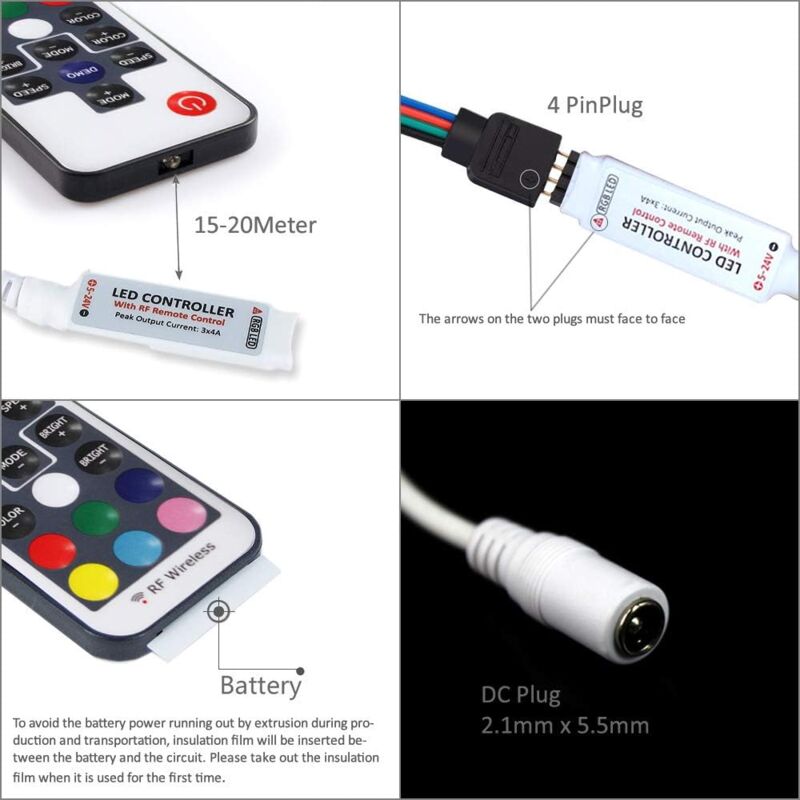 Ultrabright 17 Keys Rf Remote Control Wireless Remote Controller, 5V/12V/24V 12A Mini Controller For Rgb LED V1188-MS-227-2710