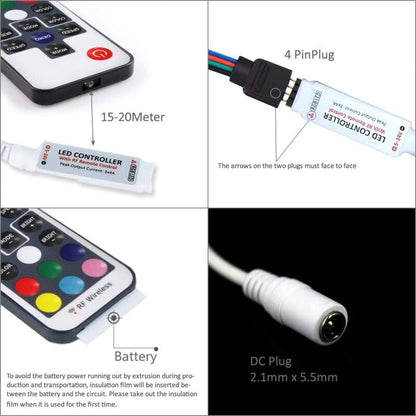 Ultrabright 17 Keys Rf Remote Control Wireless Remote Controller, 5V/12V/24V 12A Mini Controller For Rgb LED V1188-MS-227-2710
