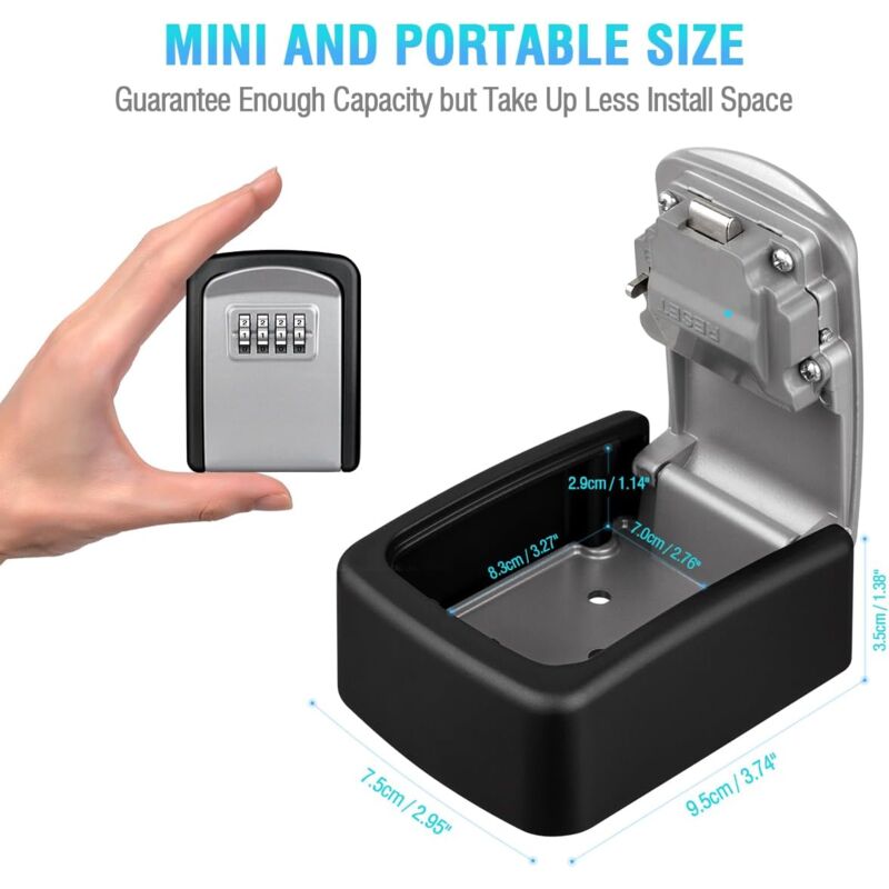 Key Safe Box, Wall Mounted Key Safe [Waterproof And Rustproof] [Indoor And Outdoor Use] For Home School V1188-MS-227-2711
