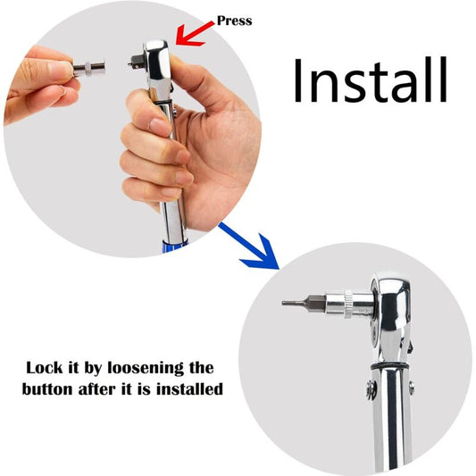 Bicycle Torque Wrench 1/4, Range 2-24Nm/17.7-212.4 In.Lb(Double Scale), Accuracy +/-3%, 15 Pieces Bike V1188-MS-227-2716