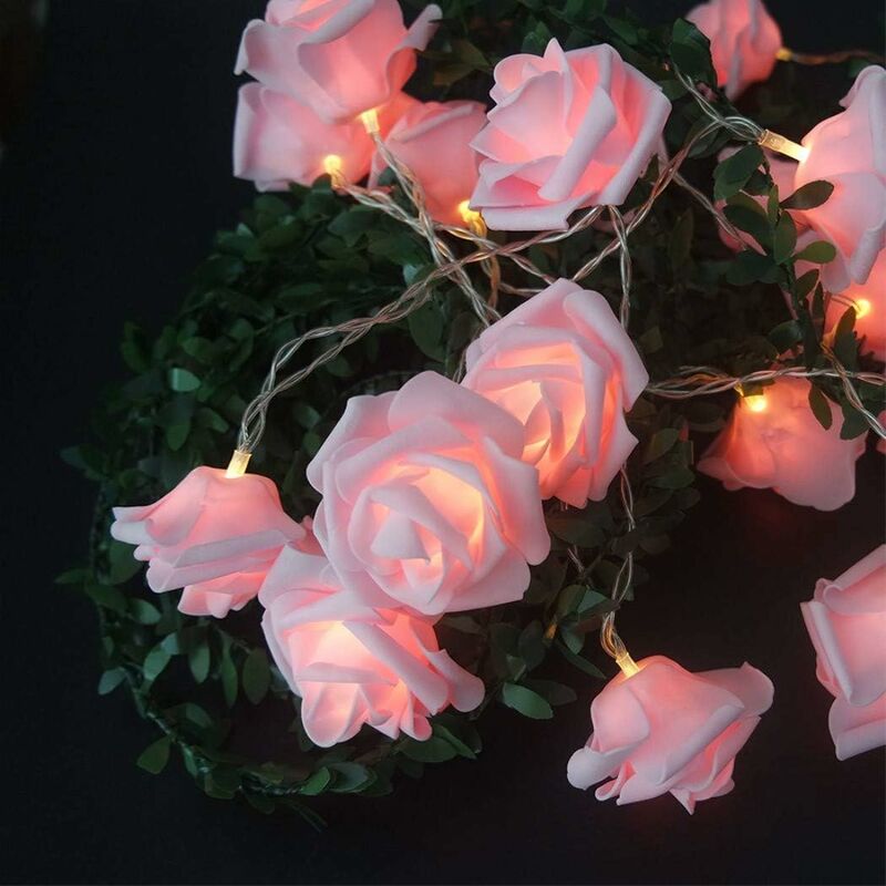 Battery Operated LED String Lights Pink Flowers Pattern Diameter 6Cm, Pe (Polyethylene)., Pink, 3M 20LED V1188-MS-227-2720