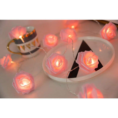 Battery Operated LED String Lights Pink Flowers Pattern Diameter 6Cm, Pe (Polyethylene)., Pink, 3M 20LED V1188-MS-227-2720
