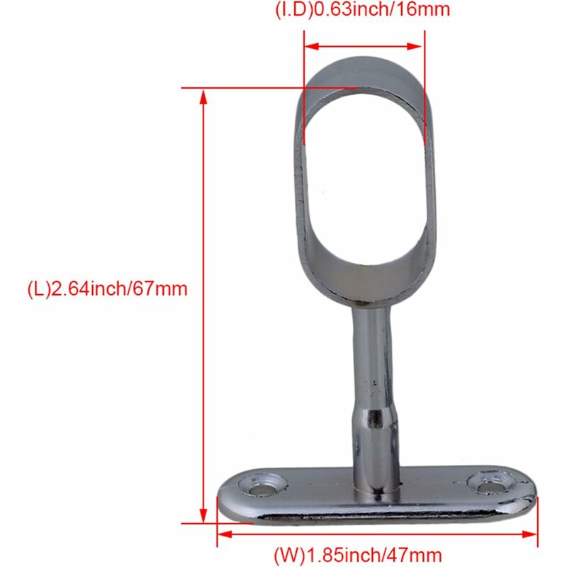 2 pcs 16Mm Silver Plated Zinc Alloy Oval Wardrobe Brackets V1188-MS-227-2727