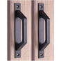 19.6Cm Wooden Handle Barn Door Pull Sliding Door Handle Carbon Steel (D Black) V1188-MS-227-2733