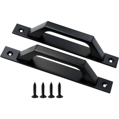 19.6Cm Wooden Handle Barn Door Pull Sliding Door Handle Carbon Steel (D Black) V1188-MS-227-2733
