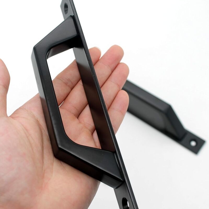 19.6Cm Wooden Handle Barn Door Pull Sliding Door Handle Carbon Steel (D Black) V1188-MS-227-2733