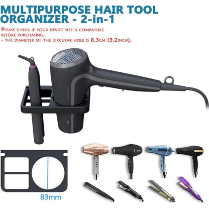 Hair Dryer & Hair Straightener Holders, Universal Wall Mount Organizer Accessories V1188-MS-227-2741